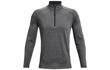 Under armour tech logo half zip athletic long sleeve t-shirt men's grey
