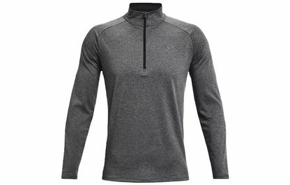 Under armour tech logo half zip athletic long sleeve t-shirt men's grey