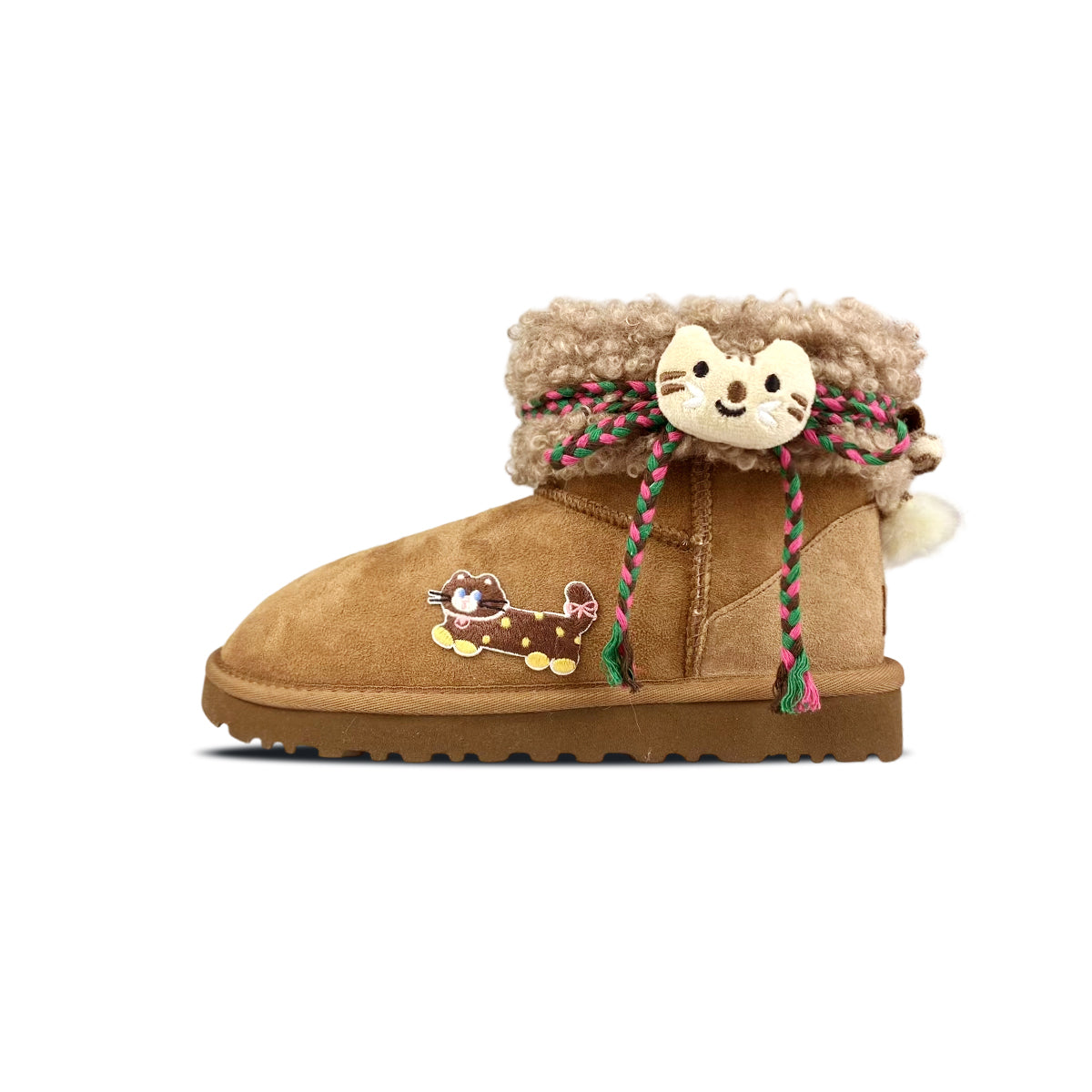 Ugg classic clear mini bnk пятнистый кот овчина милый кот элемент очаровательный весело игривый исцеление удобные мягкие классические короткие сапоги снег женские