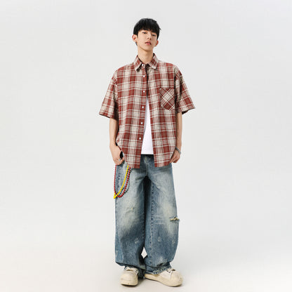 Igoi amerikalik retro yuzlik, bir xil paragrafli, erkin yupqa kesmali, yelkali, kalta yengli erkaklar va ayollar ko'ylagi