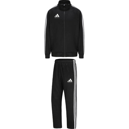 Adidas полосатый дизайн полный молнии куртка куртка среднего роста брюки повседневный спортивный костюм мужчины и женщины с теми же моделями - Boxette Shop