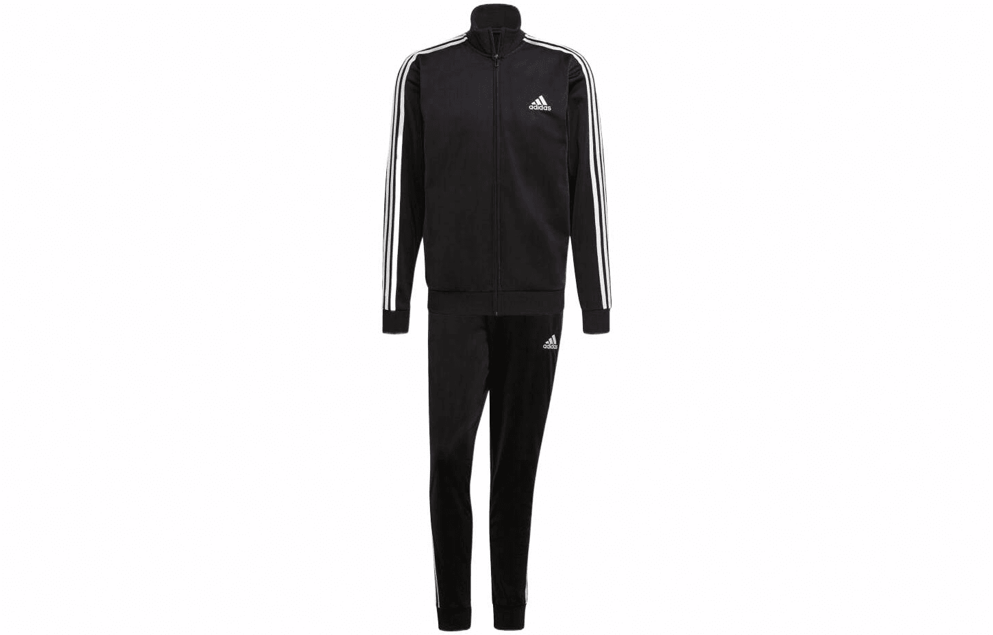 Adidas sportswear essentials 3-stripes logo jacket coat trousers casual sports suit men's international black - Boxette Shop