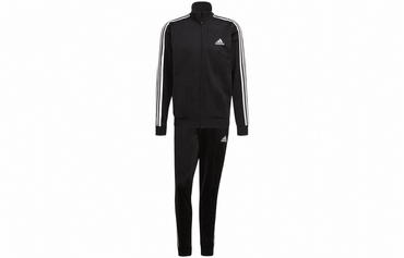Adidas sportswear essentials 3-stripes logo jacket coat trousers casual sports suit men's international black - Boxette Shop