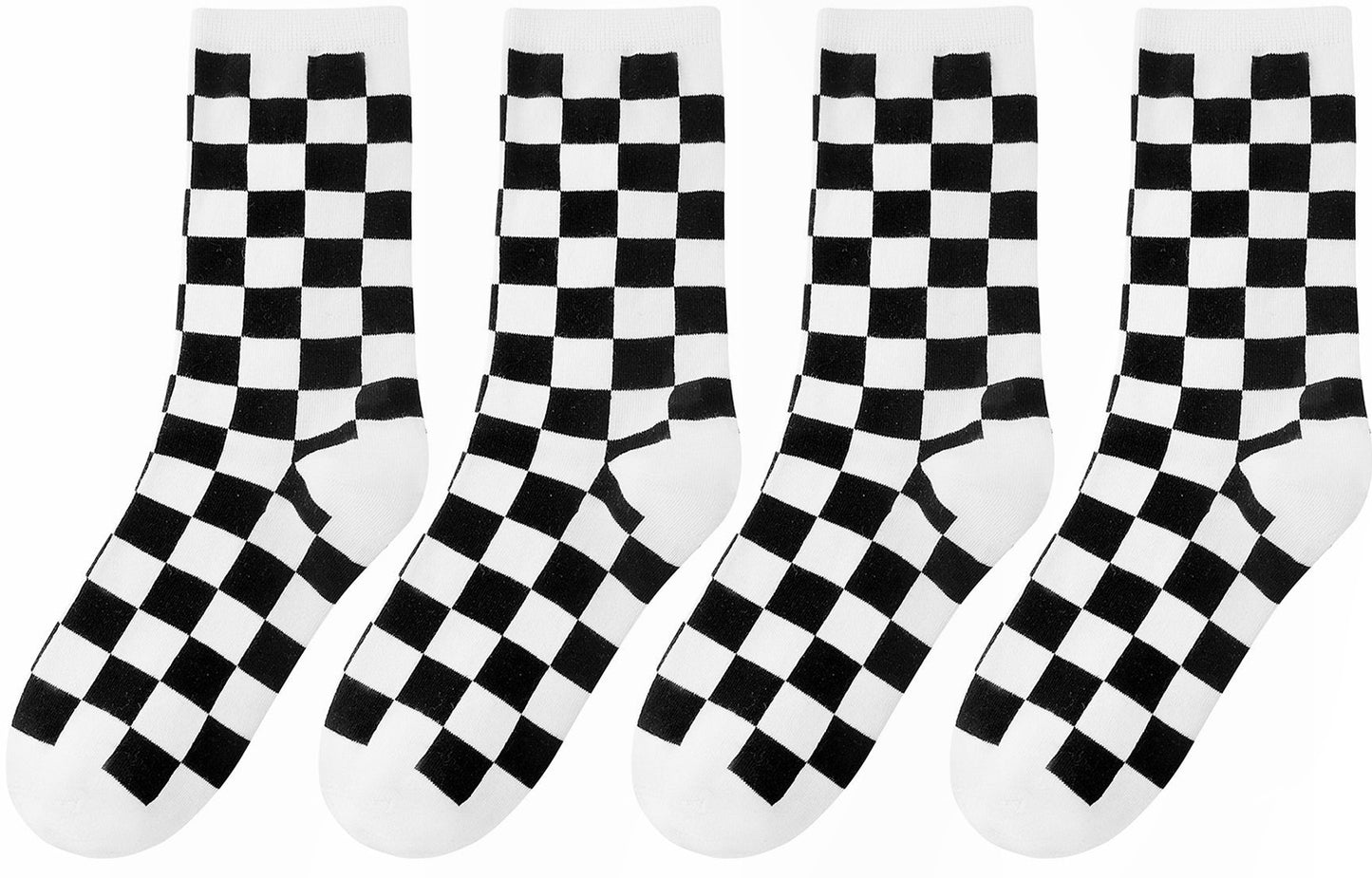 Vans shaxmatli atletik tasodifiy skeytbord o'rta buzoq paypoqlari ayollar uchun qora oq