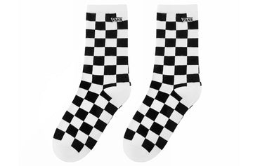 Vans shaxmatli atletik tasodifiy skeytbord o'rta buzoq paypoqlari ayollar uchun qora oq