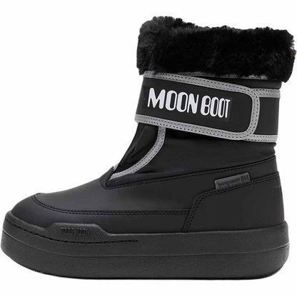 Moon boot round toe velcro high top kids' boots kids' black