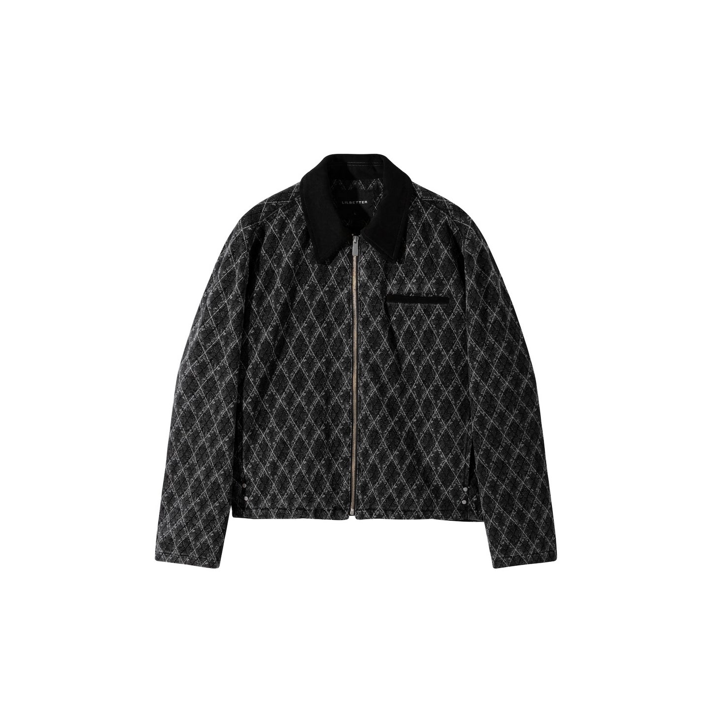 Lilbetter Retro Geometrik Teksturali Jakkard Lapel Daniy Ko'ylagi Erkaklar Qora