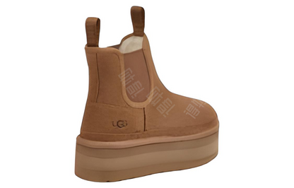 Ugg замшевые повседневные сапоги с толстой подошвой 5 см 14 см chelsea boots women's chestnut