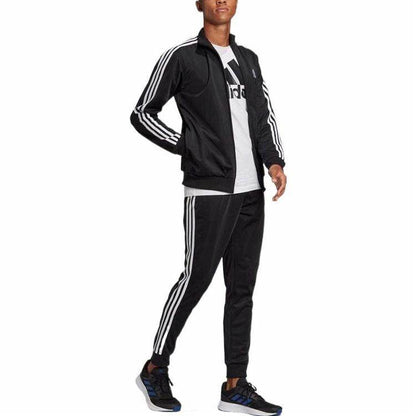 Adidas sportswear essentials 3-stripes logo jacket coat trousers casual sports suit men's international black - Boxette Shop