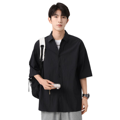 Igoi Amerika tekis rangli oddiy asosiy modellar bo'shashgan yagona ko'krakli teksturali yelkada erkin his qiluvchi oddiy yuzta tekis kalta yengli ko'ylaklar bir xil modeldagi erkaklar va ayollar