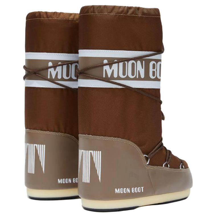 Moon boot logo print panel tall snow boots unisex brown