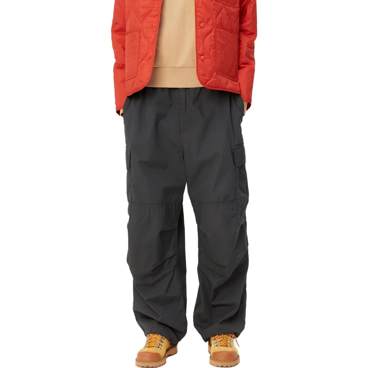 Carhartt o'chirish reaktiv yuk shimi, qattiq elastik beli bo'shashgan tekis ish shimi, to'q kulrang