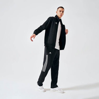 Adidas полосатый логотип логотип стоячий воротник с длинным рукавом куртка пальто средняя талия эластичные брюки повседневная толстовка унисекс черный - Boxette Shop