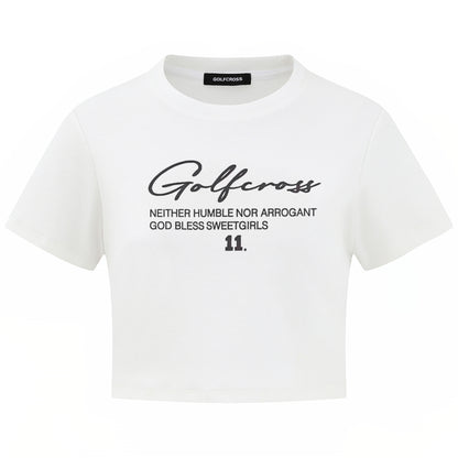 Golfcross shirin salqin ziravorlar qiz uslubi oddiy asosiy ko'p harfli logotipli bosma elkali qisqa yengli pullover yumaloq bo'yinli qisqa yengli yarim yengli ayollar futbolkasi