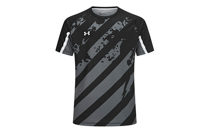 Under armour простой logo печатных повседневная бег фитнес велоспорт спорт тренировки джерси дышащий трикотаж круглый вырез короткий рукав футболка мужская и женская черный