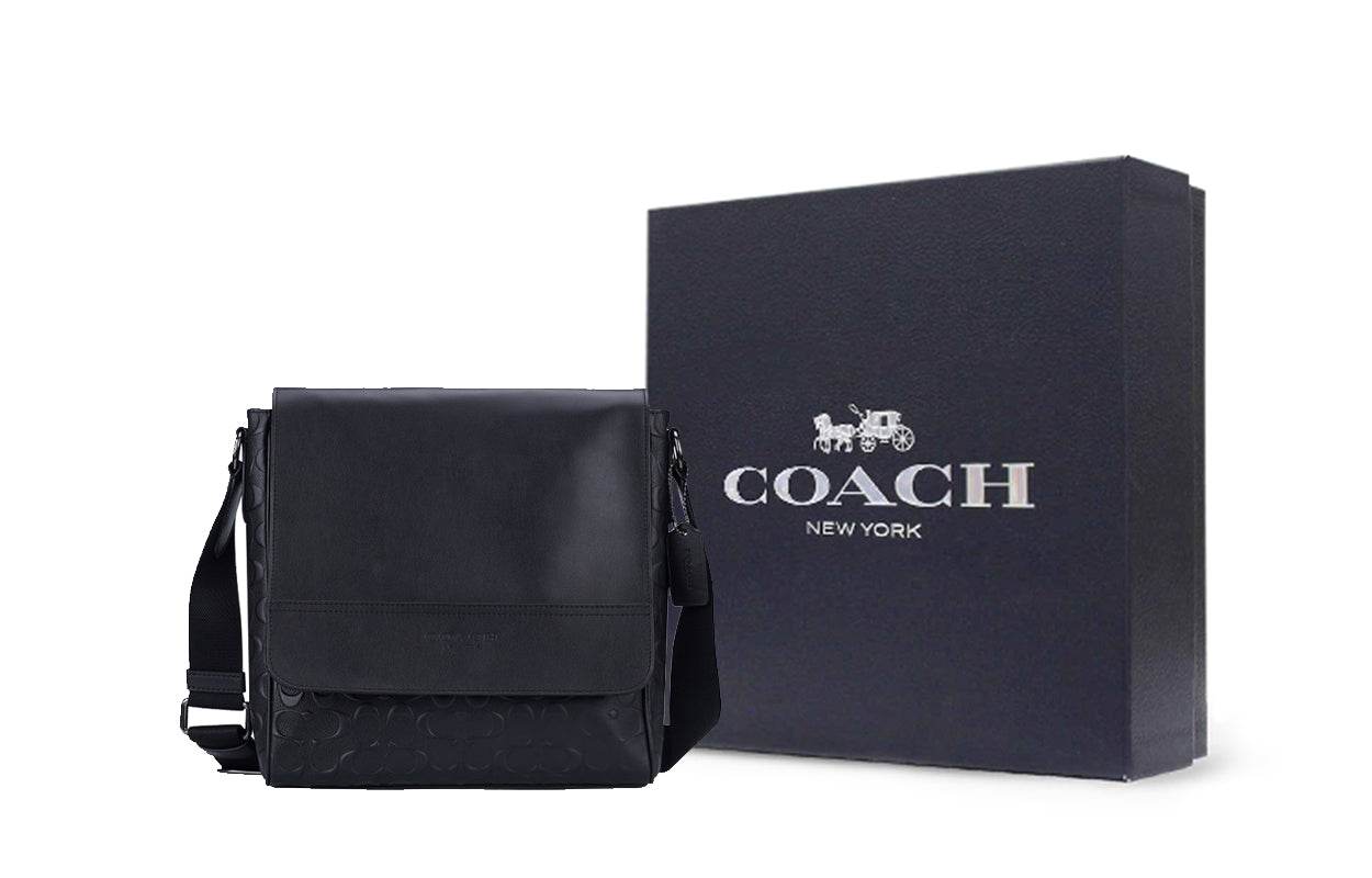 Сумка мужская Coach Houston 27 Embossed Leather Map S - Boxette Shop