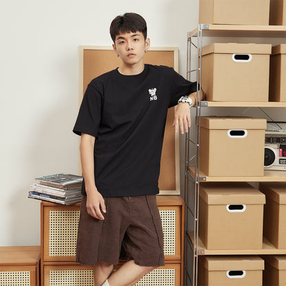 New Balance X &amp; Seiji hamkorlik brendi Sichqoncha Andy Illustration ekipaj bo'yinli qisqa yengli futbolka Erkaklar va ayollar qora