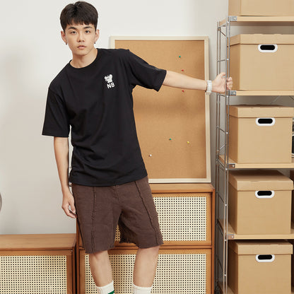 New Balance X &amp; Seiji hamkorlik brendi Sichqoncha Andy Illustration ekipaj bo'yinli qisqa yengli futbolka Erkaklar va ayollar qora