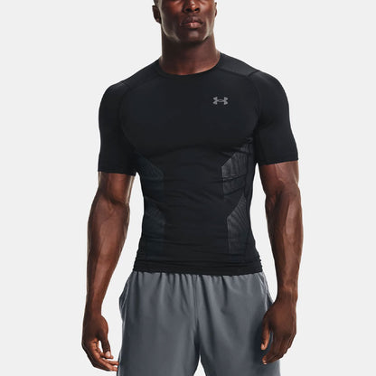 Under armour heatgear®vent casual training athletic short sleeve tights men's black