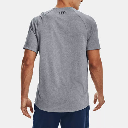 Under armour tech 2.0 solid logo training sports crew neck loose plunger sleeve short sleeve t-shirt men's light grey