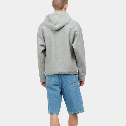 Carhartt wip fw24 qattiq logotipli naqshli tortilgan qalpoqli erkaklar kozok kulrang