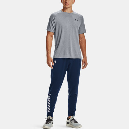 Under armour tech 2.0 solid logo training sports crew neck loose plunger sleeve short sleeve t-shirt men's light grey
