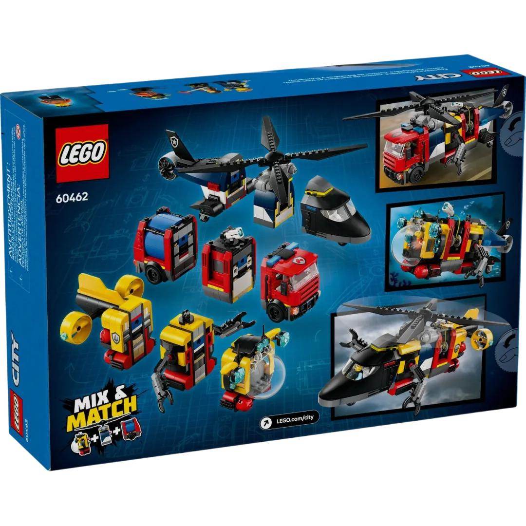 Конструктор LEGO Вертолет, Пожарная машина и Подводная лодка (60462) - Boxette Shop