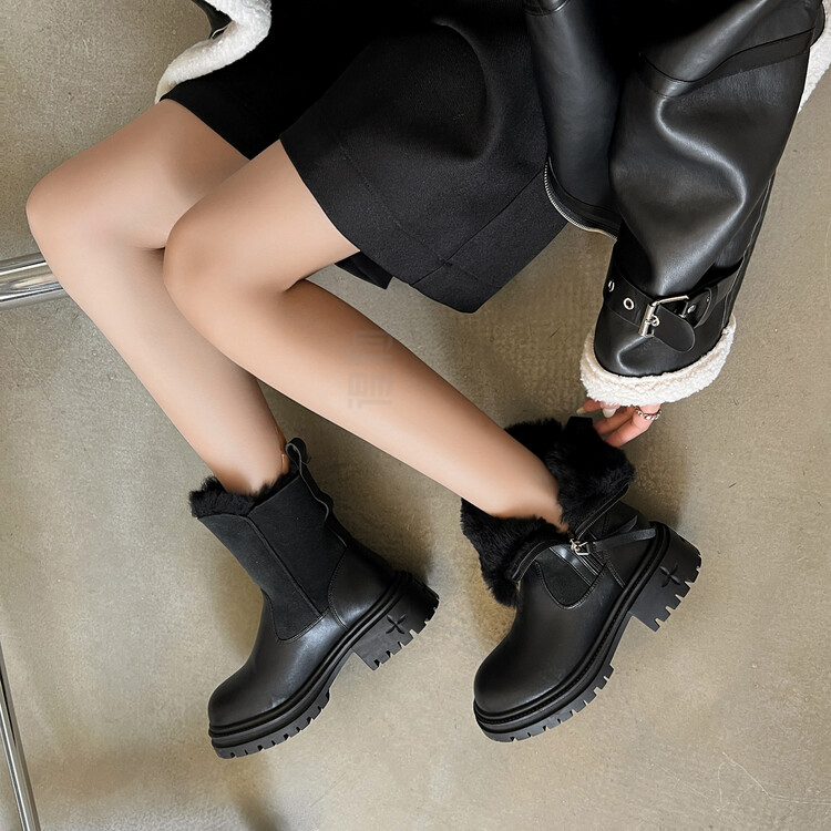 Balletcat мягкие утолщенные простой моды повседневной универсальный темперамент случайный дизайн чувство атмосферы чувство модной моды коммутирующих открытый износостойкие нескользящие удобные высота увеличить короткие сапоги женские