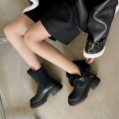 Balletcat мягкие утолщенные простой моды повседневной универсальный темперамент случайный дизайн чувство атмосферы чувство модной моды коммутирующих открытый износостойкие нескользящие удобные высота увеличить короткие сапоги женские