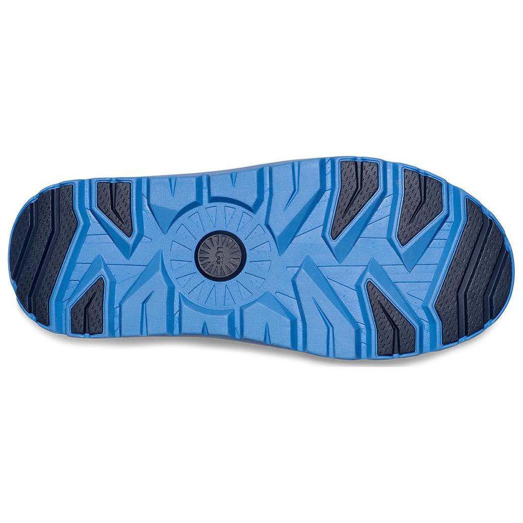 Ugg из коровьей анатомической кожи цвета пэчворк с круглым носком и коротким голенищем мужские и женские сине-коричневые сапоги