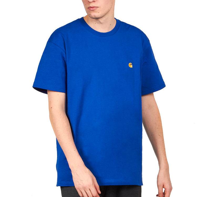 Футболка мужская Carhartt WIP chase embroidered blue - Boxette Shop