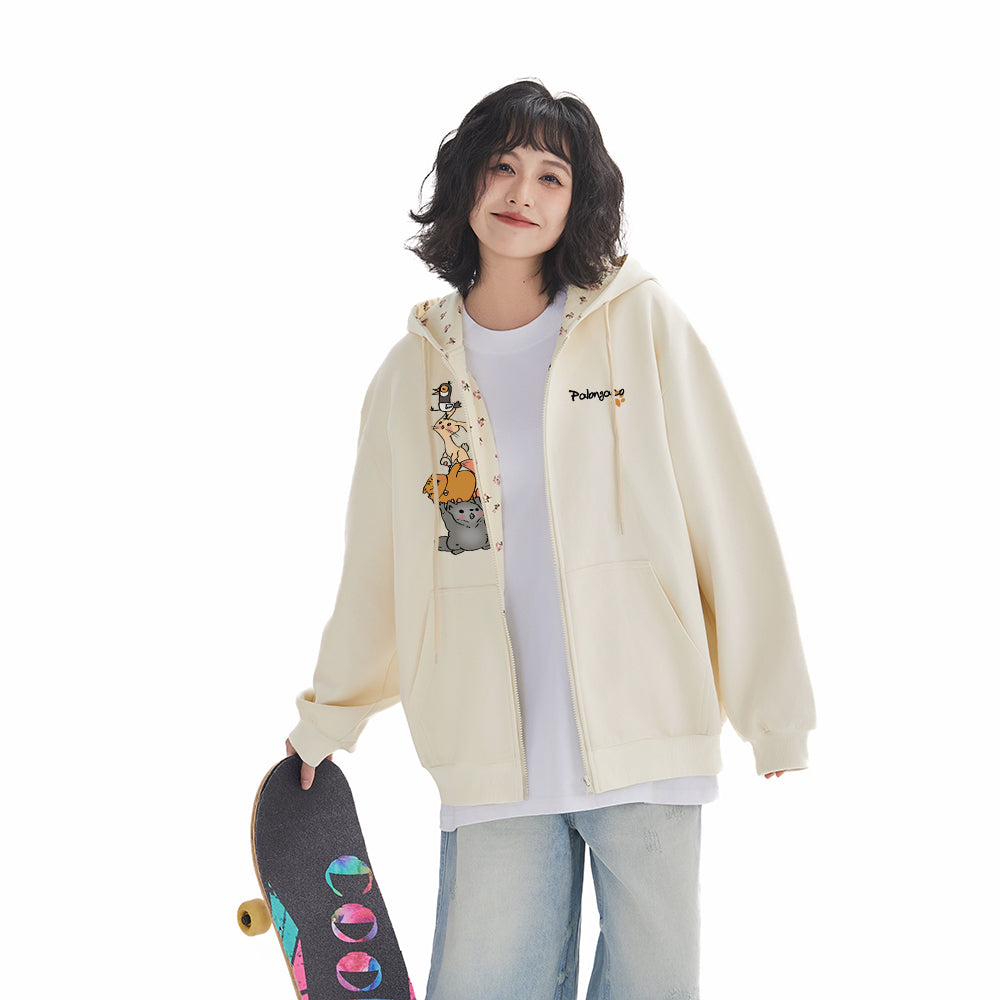 Pal ongaco pal ongaco Amerika retro soddaligi multfilm naqshli bosma harflar logotipi erkin universal trend ko'ylagi ko'ylagi qulay tasodifiy kaputli kardigan kozok erkaklar va ayollar bir xil paragraf bilan