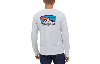 Patagonia patagonia responsibili-tee qor bosilgan tog'li nafas oladigan dumaloq bo'yinli uzun yengli erkaklar futbolkasi