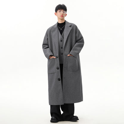 FC Barcelona koreys dangasa uslubidagi asosiy uzun cho'ntakli issiq ko'ylagi uzun yengli lapel ikki qismli qulay moda katta sezgi trendi tasodifiy palto bir xil paragrafli erkaklar va ayollar