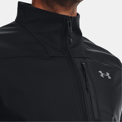 Under armour пэчворк молния стоячий воротник тренировочный спорт многокарманный куртка мужская черный