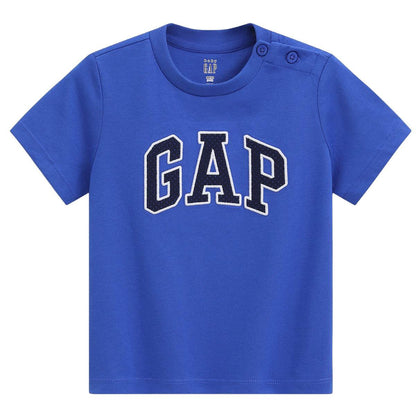 Gap футболка круглый вырез сплошной цвет буквы случайные свободные короткий рукав детские - Boxette Shop