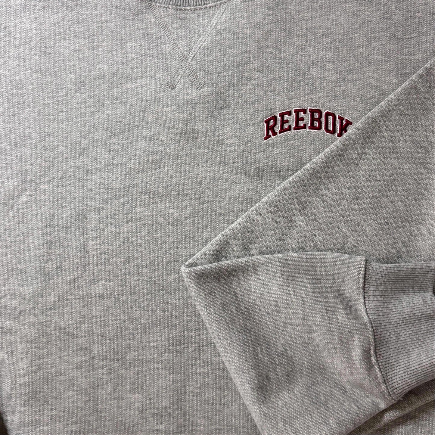 Reebok Letter Print Trikotaj kazak paxta kozok Uniseks ochiq kanop kulrang