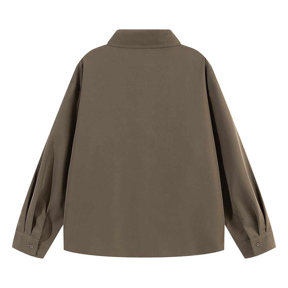 Pal ongaco pal ongaco Amerika yuqori ko'cha asosiy modellari oddiy sof paxta tanasi harflari brend logotipi bosma erkin tasodifiy universal koreys tekis rangli lapel uzun yengli ko'ylaklar bir xil modellar bilan erkaklar va ayollar