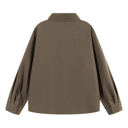 Pal ongaco pal ongaco Amerika yuqori ko'cha asosiy modellari oddiy sof paxta tanasi harflari brend logotipi bosma erkin tasodifiy universal koreys tekis rangli lapel uzun yengli ko'ylaklar bir xil modellar bilan erkaklar va ayollar