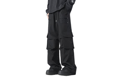 Paddy Julia American outdoor vintage logging, micro-pleated dizayn ma'nosi bir rang cho'ntaklar o'rta bel galstuk kamar bo'sh tekis sudrab erga yuz yuz kundalik ish shim bilan bir xil modellari bilan erkaklar va ayollar