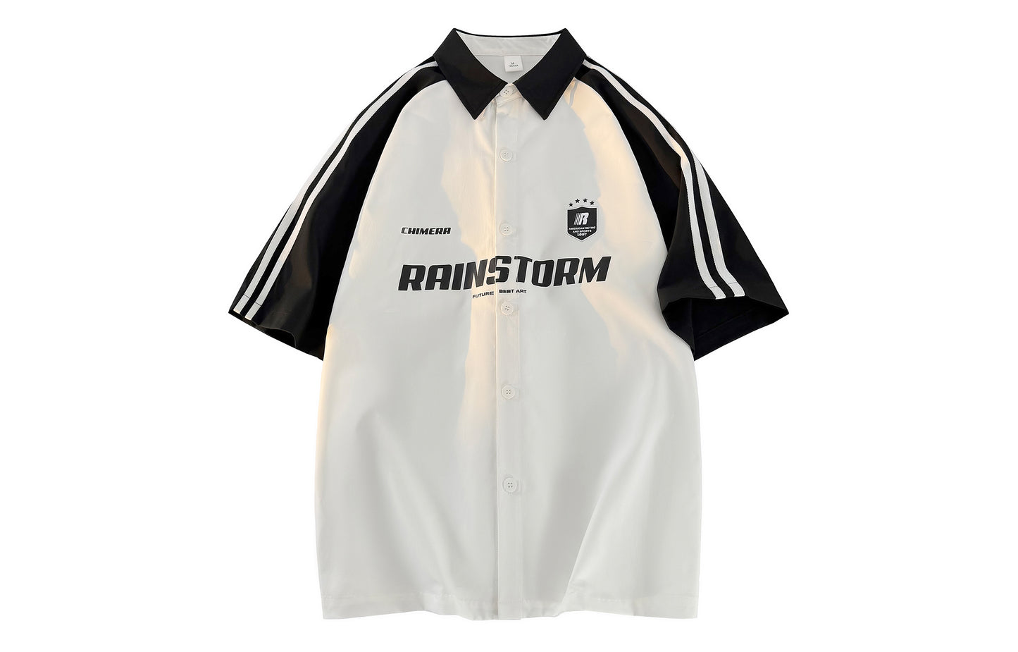 Paddy Julia Amerika ko'cha yo'l-yo'l harflari lapel kiritilgan yelka bo'sh tasodifiy sayohat qisqa yengli ko'ylak erkaklar va ayollar bir xil