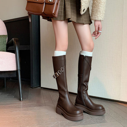 Balletcat коровьей кожи мода тенденция дышащий комфорт высокие сапоги 5,5 см женские