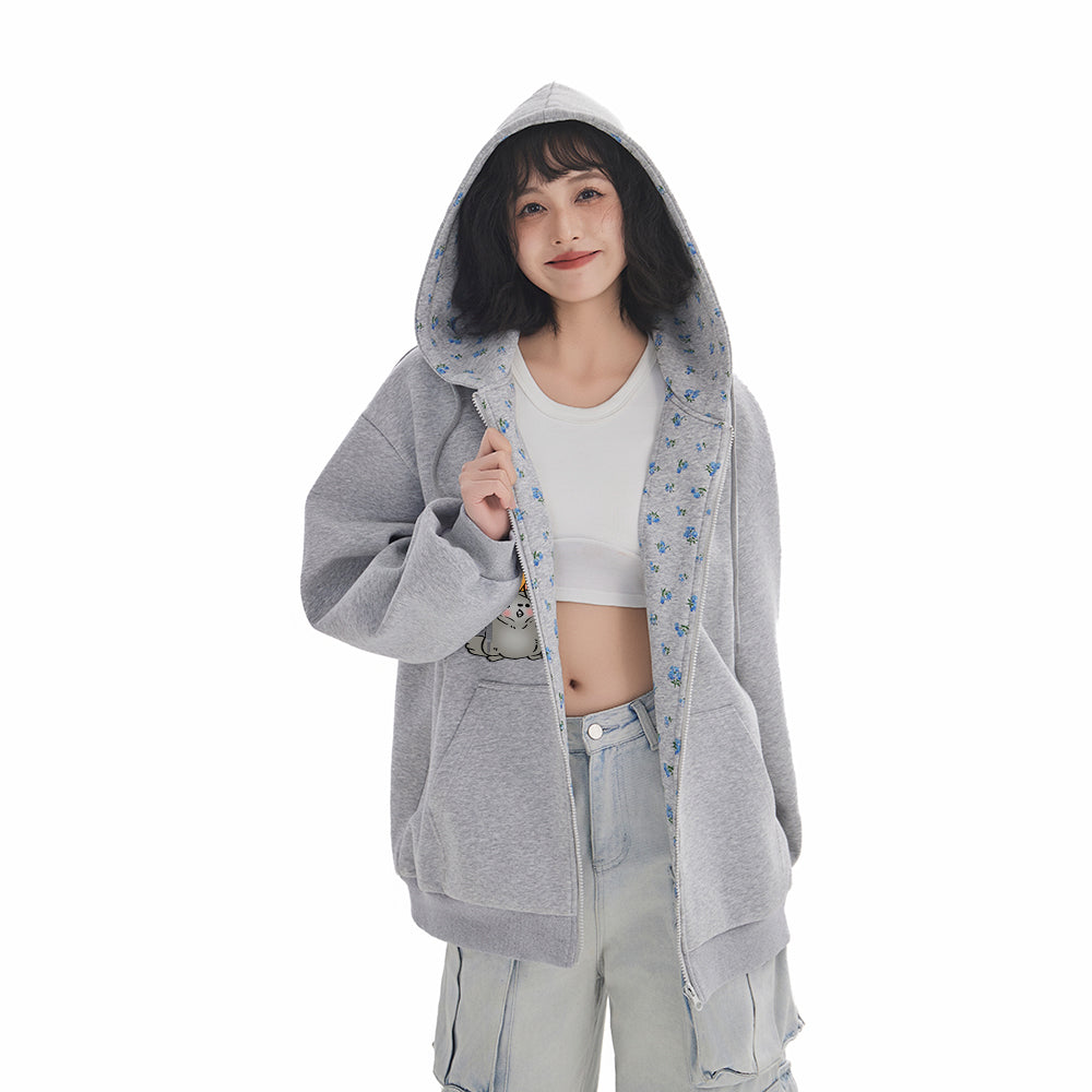 Pal ongaco pal ongaco Amerika retro soddaligi multfilm naqshli bosma harflar logotipi erkin universal trend ko'ylagi ko'ylagi qulay tasodifiy kaputli kardigan kozok erkaklar va ayollar bir xil paragraf bilan