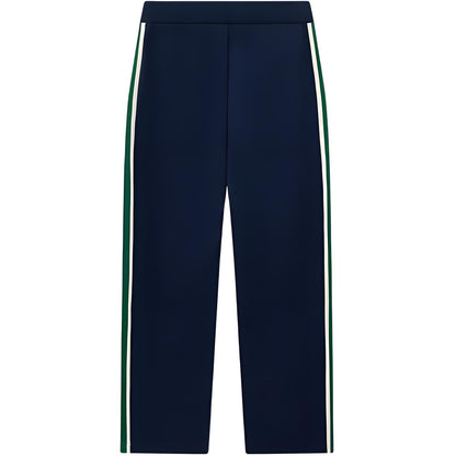 To'q ko'k rangli ayollar uchun Le coq sportif yumshoq teriga mos trikotaj shim.