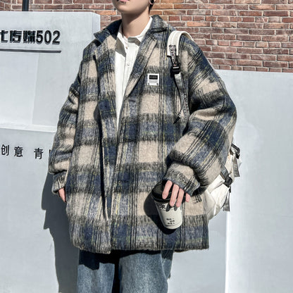 Tvid plashli koreys kurtkasi bu yerga yaqin Amerika retro yuqori ko'cha trendi bo'shashmasdan qulay uchuvchi murabbiyi bir ko'krakli katta qalinlashgan uzun yengli kurtka yuqori tasodifiy sayohat dangasa shamol ochiq sport oddiy ko'p qirrali palto m