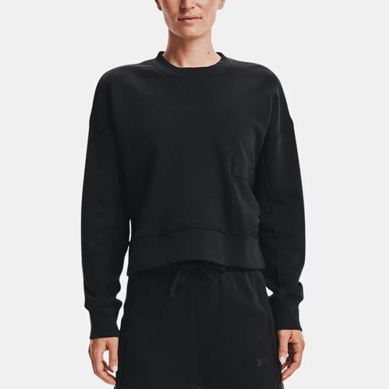 Under armour andromeda prjct rock fleece cre solid athletic casual crew neck sweatshirt women's black