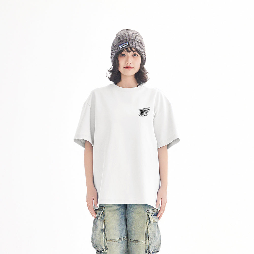 Pal ongaco amerikalik gangster chiroyli shark harflari bosma sayohat universal niche genderless tide bo'sh ekipaj bo'yinli qisqa yengli futbolka erkaklar va ayollar bir xil