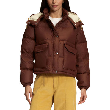 The north face the north face solid quilted hooded long sleeve down coat women's black oak