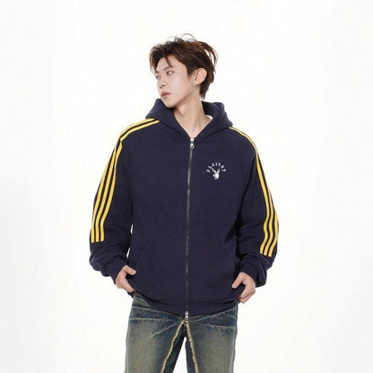 Playboy chiziqli kapshonli erkaklar sport kurtkasi