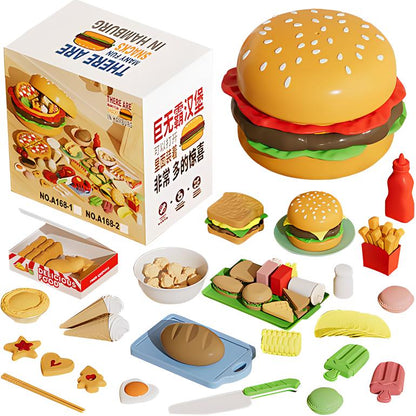 KEBY gamburger va kartoshka o'yinchoqlari uchun oshxona to'plami